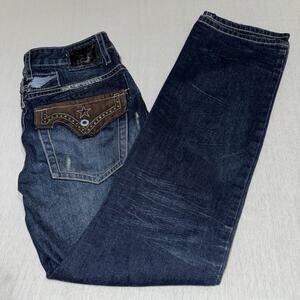 VTG ROBIN'S Jeans Long Flap Stud Pockets Wings Straight USA Men 32x32 90s Rare